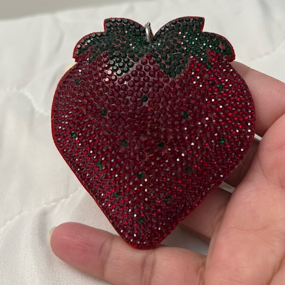 Adorable Strawberry Rhinestone Keychain - Picture 3 of 4
